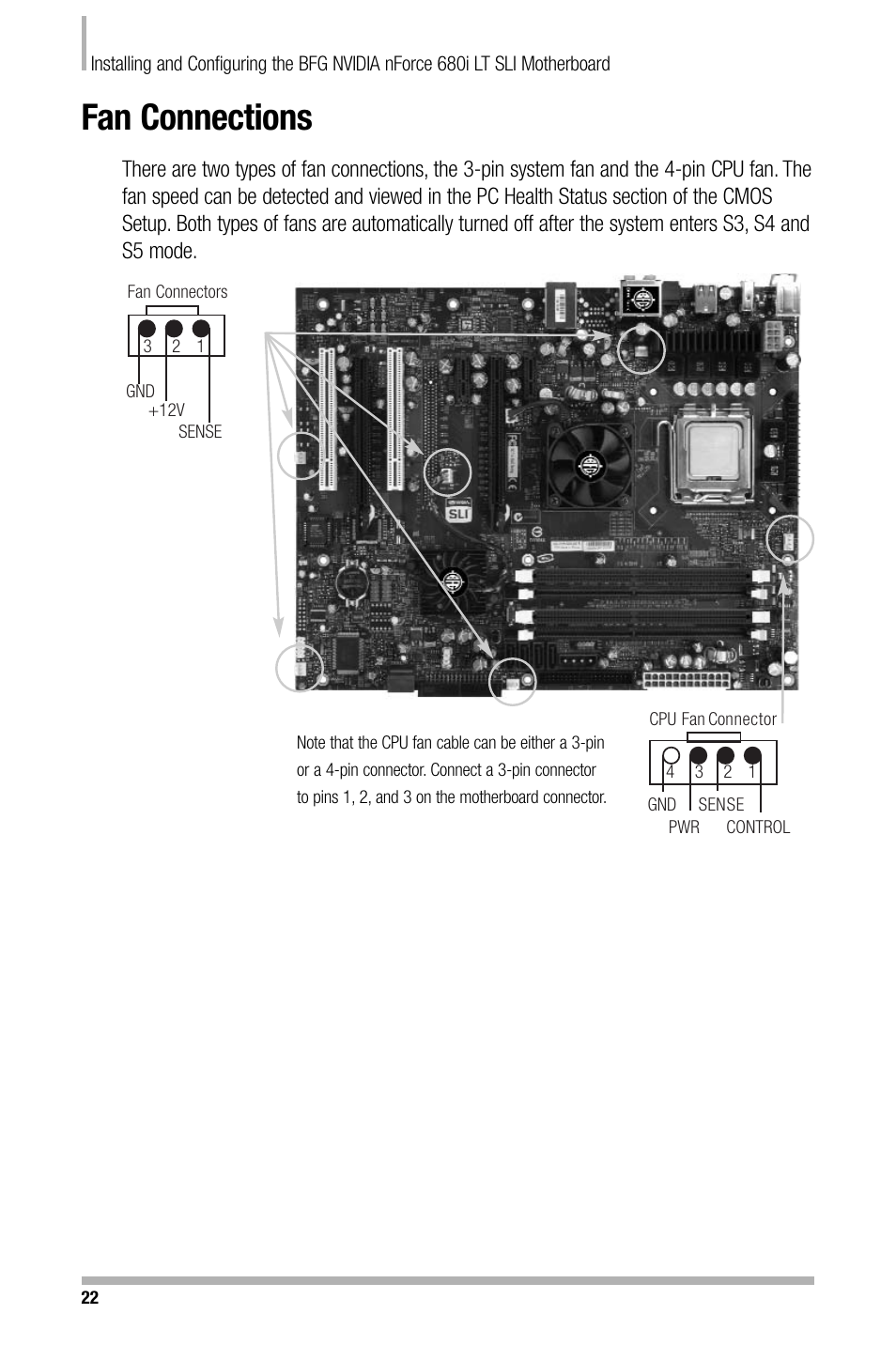 Fan connections | Nvidia NFORCE 680I User Manual | Page 31 / 78
