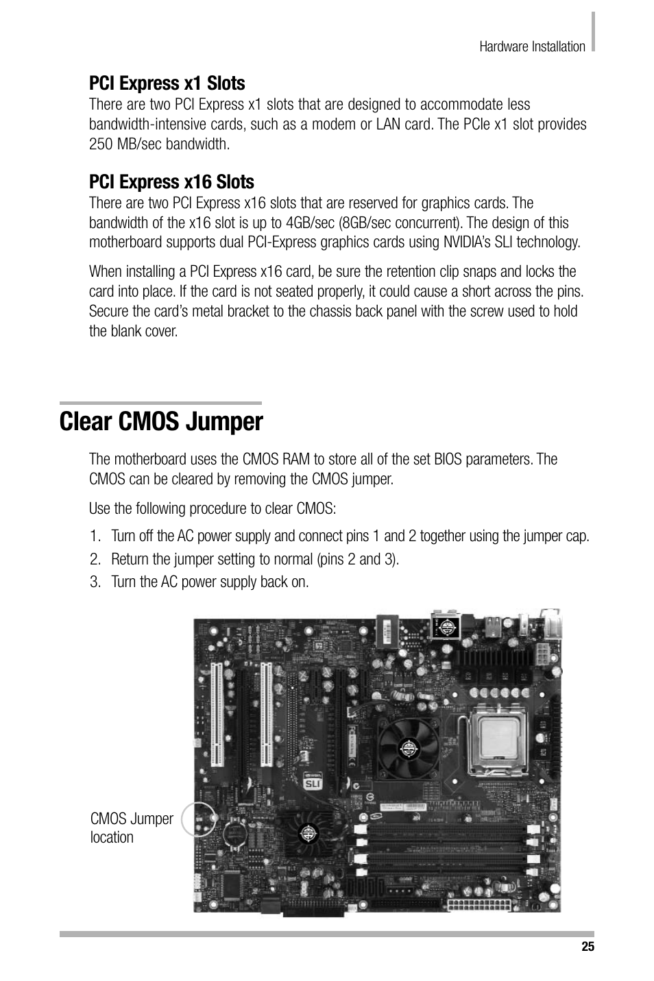 Clear cmos jumper | Nvidia NFORCE 680I User Manual | Page 34 / 78