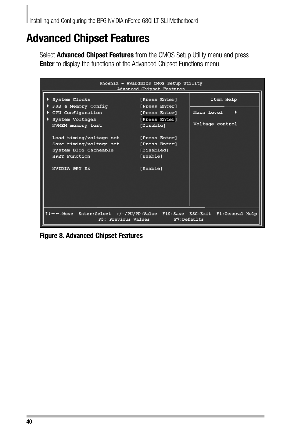 Advanced chipset features | Nvidia NFORCE 680I User Manual | Page 48 / 78