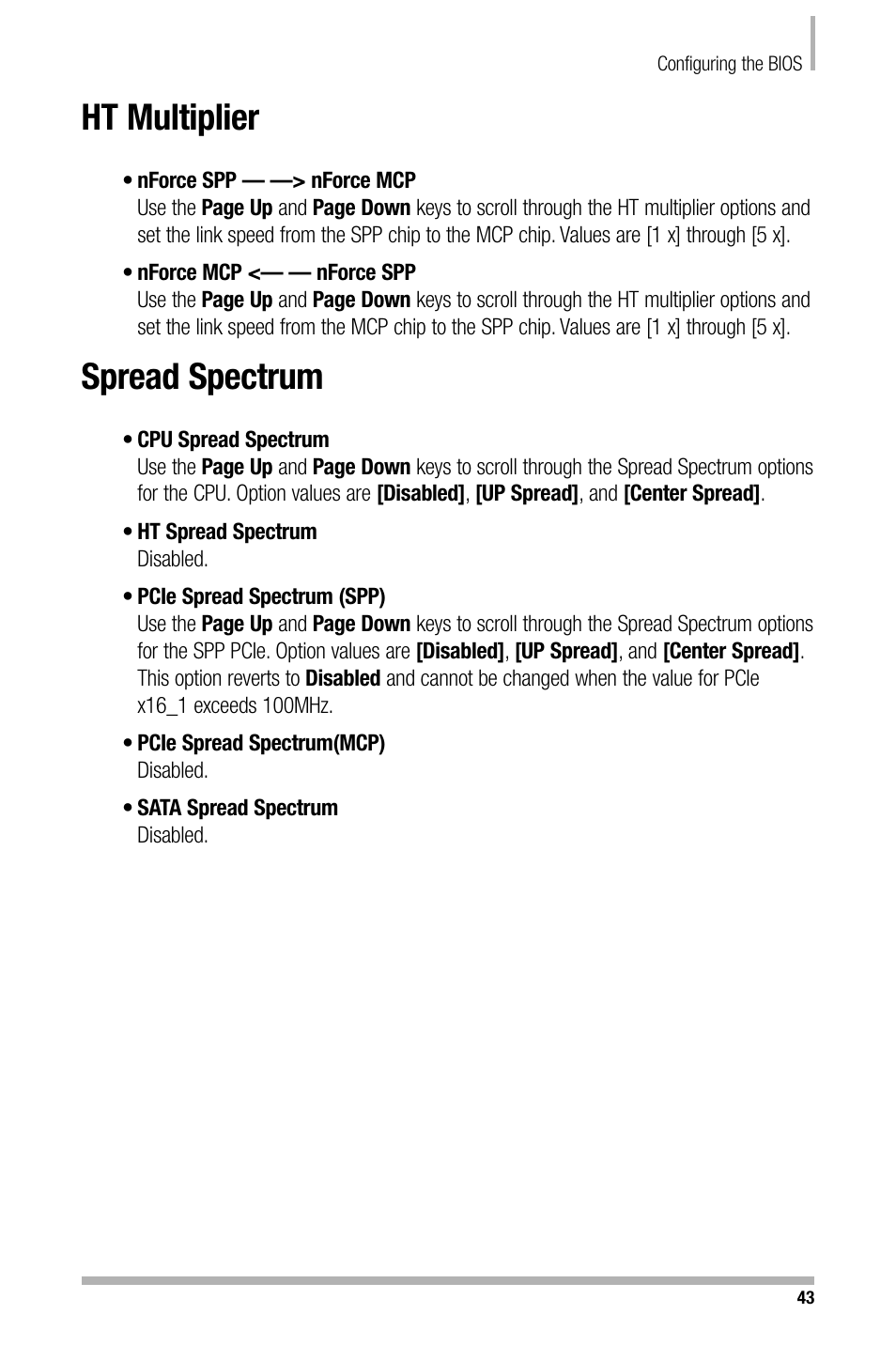 Ht multiplier, Spread spectrum | Nvidia NFORCE 680I User Manual | Page 51 / 78