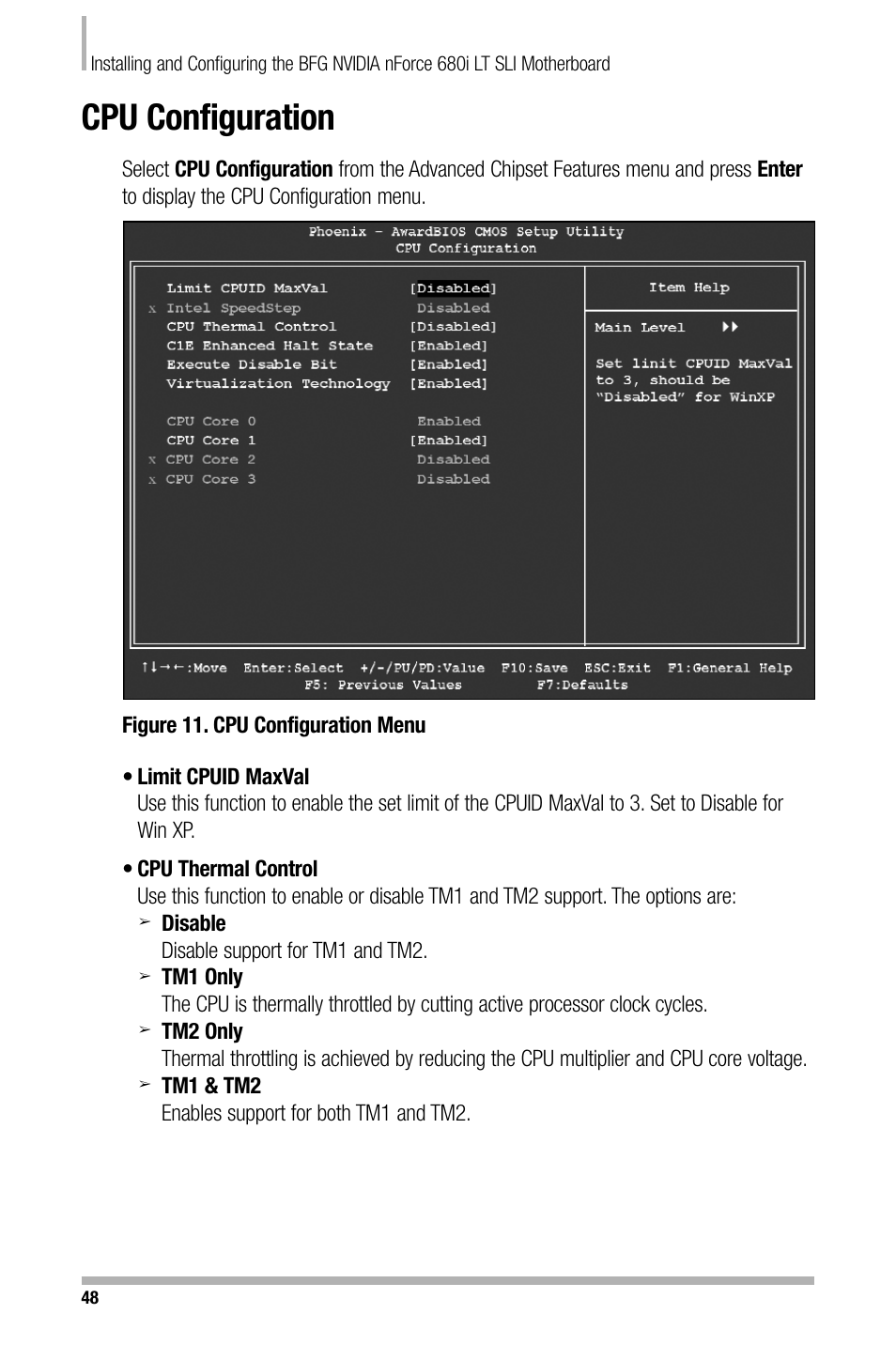 Cpu configuration | Nvidia NFORCE 680I User Manual | Page 56 / 78