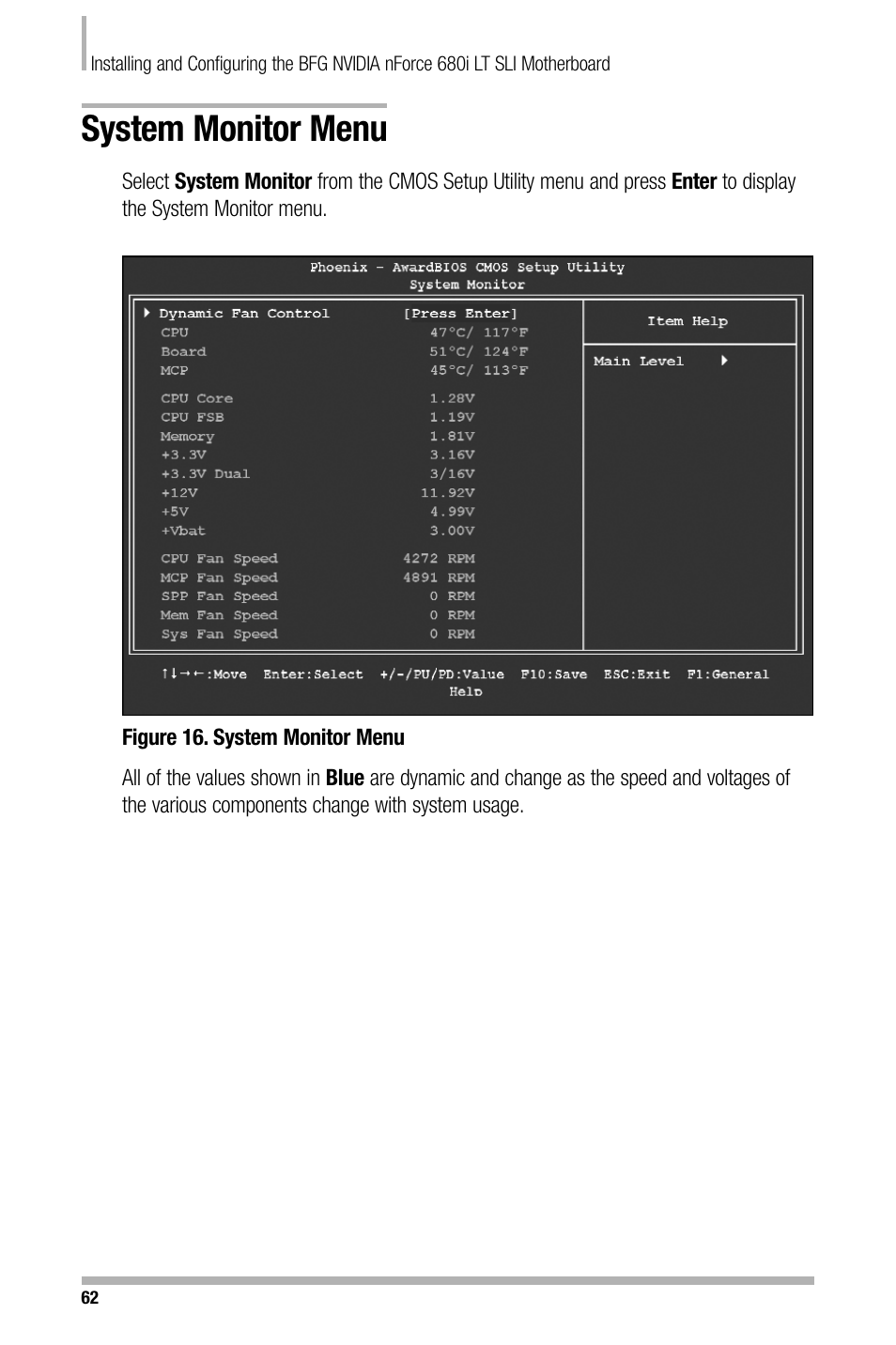 System monitor menu | Nvidia NFORCE 680I User Manual | Page 70 / 78