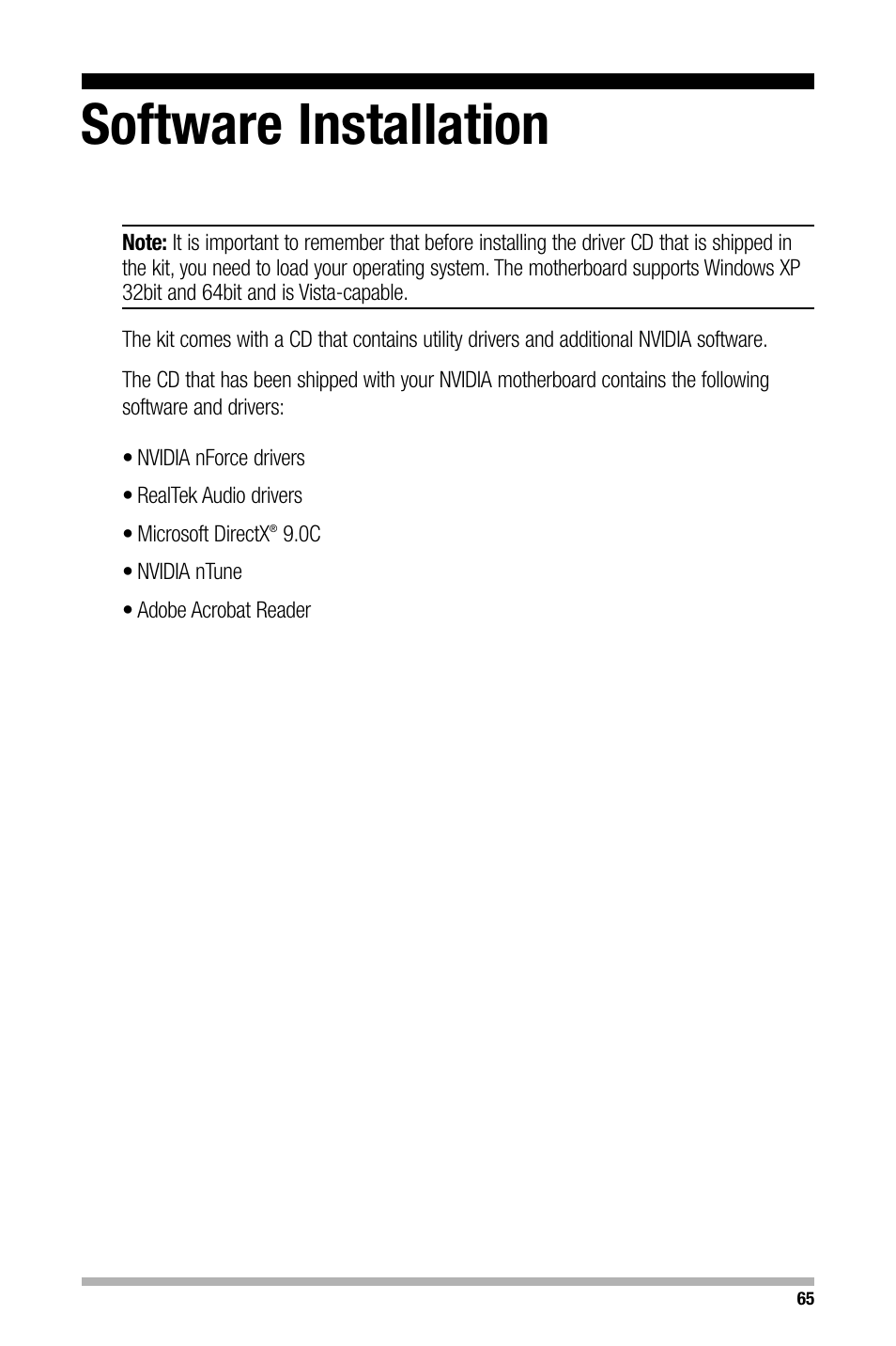 Software installation | Nvidia NFORCE 680I User Manual | Page 72 / 78