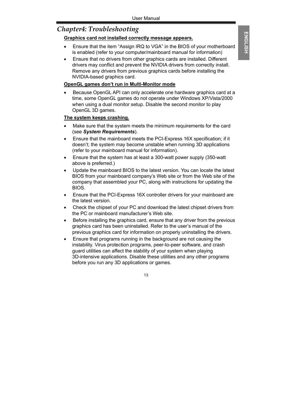 Chapter4: troubleshooting | Nvidia GeForce Series User Manual | Page 15 / 100
