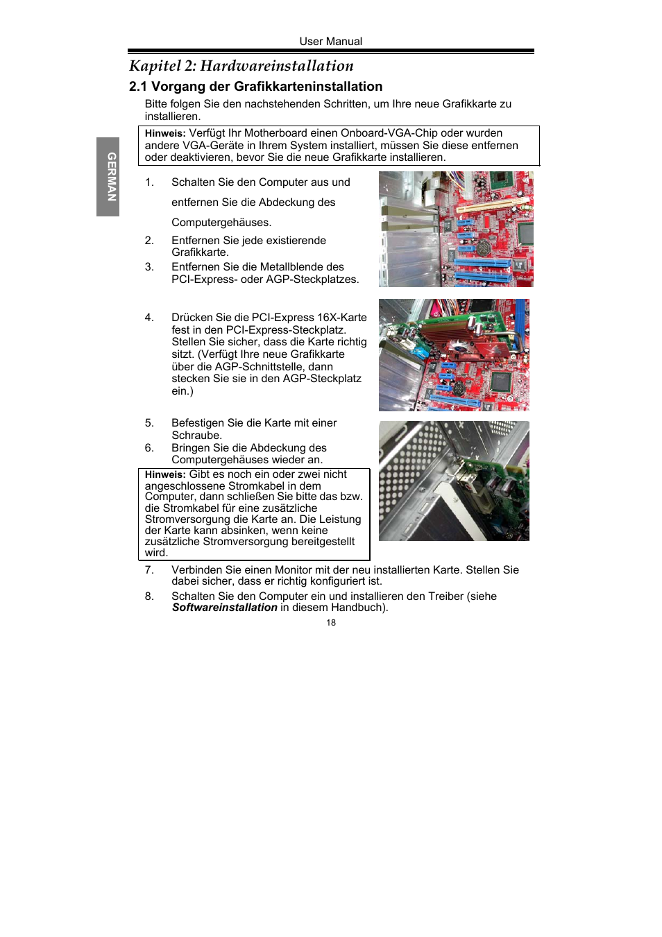 Kapitel 2: hardwareinstallation | Nvidia GeForce Series User Manual | Page 20 / 100