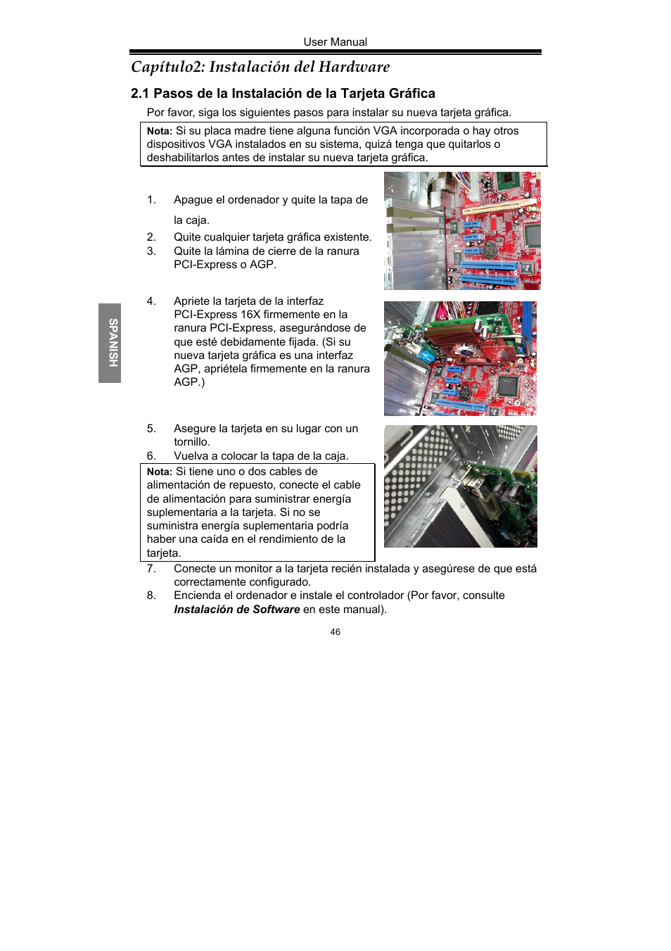 Capítulo2: instalación del hardware | Nvidia GeForce Series User Manual | Page 48 / 100