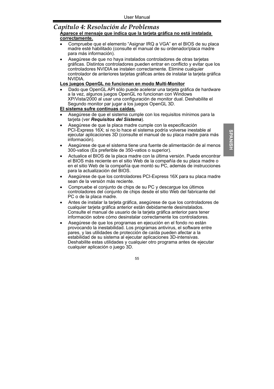 Capítulo 4: resolución de problemas | Nvidia GeForce Series User Manual | Page 57 / 100