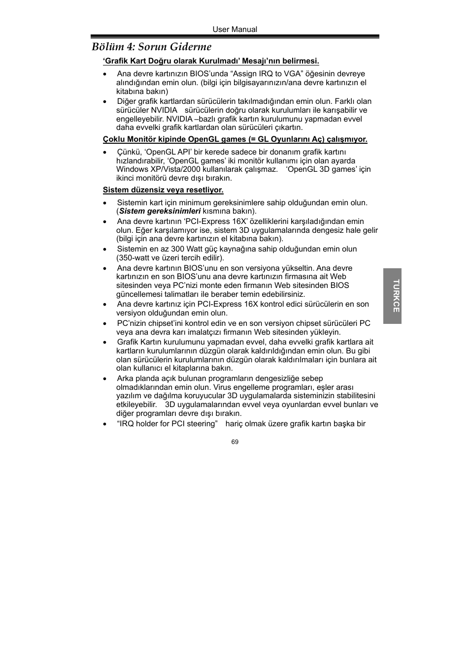 Bölüm 4: sorun giderme | Nvidia GeForce Series User Manual | Page 71 / 100