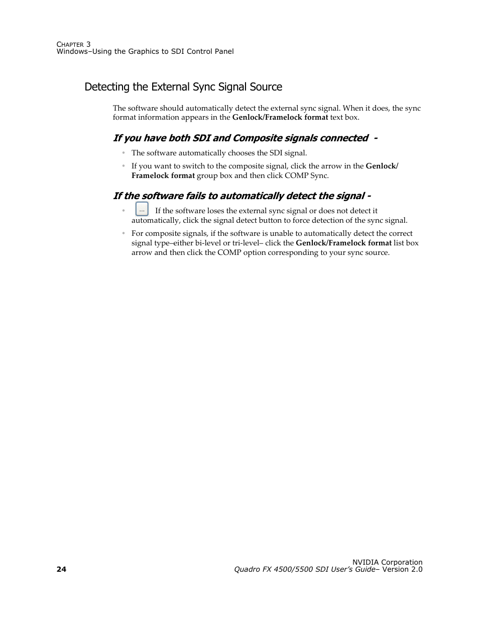 Detecting the external sync signal source | Nvidia Quadro FX 5500 User Manual | Page 28 / 88