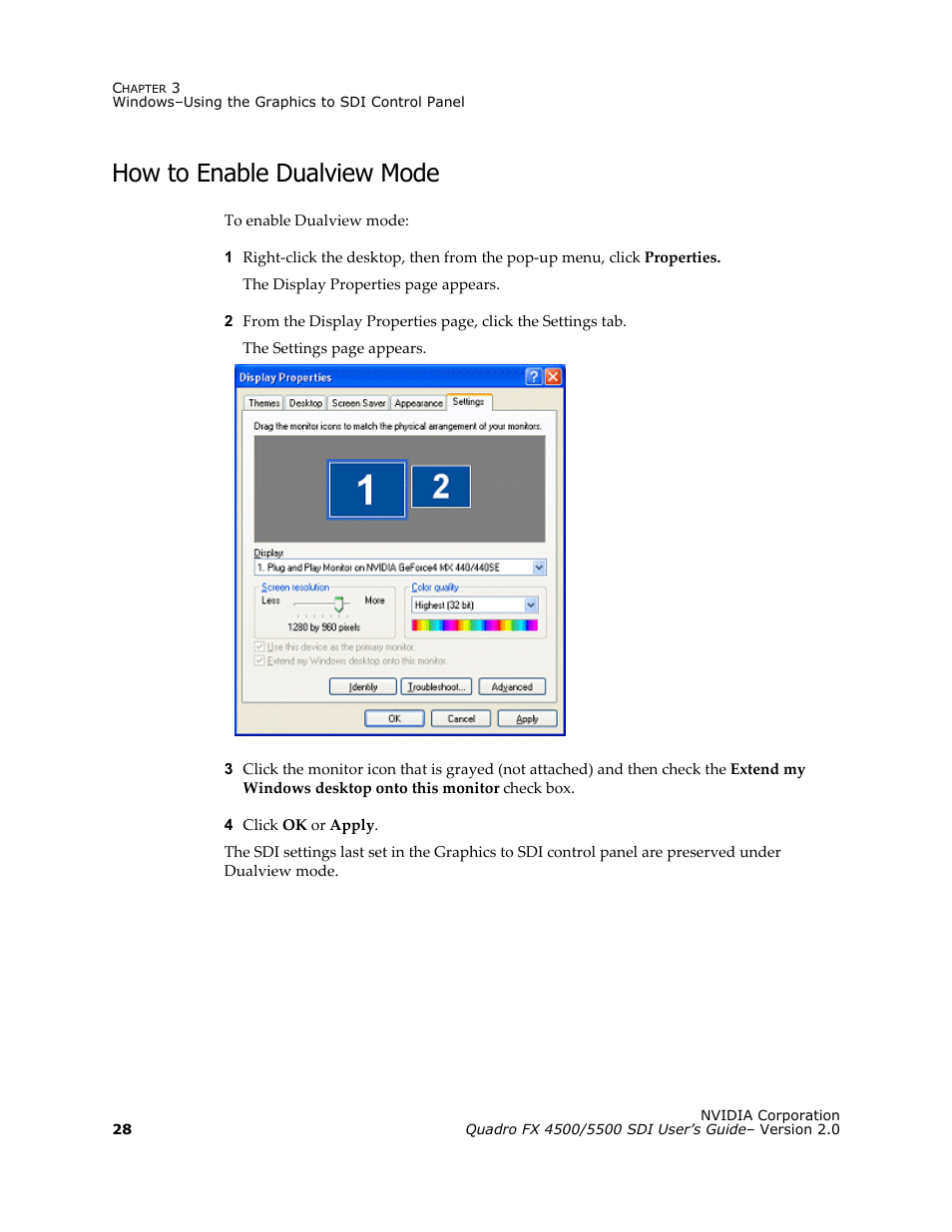 How to enable dualview mode | Nvidia Quadro FX 5500 User Manual | Page 32 / 88