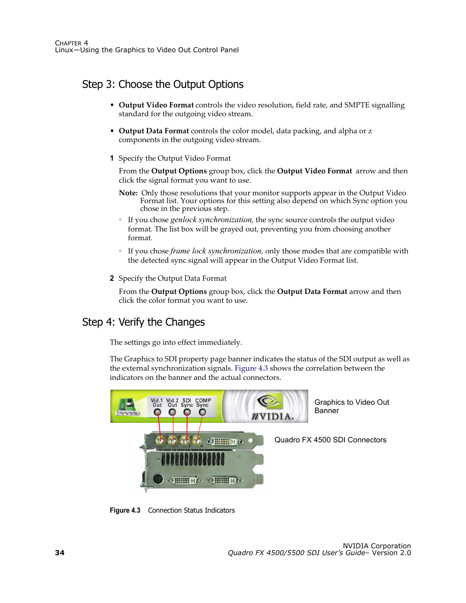 Step 3: choose the output options, Step 4: verify the changes | Nvidia Quadro FX 5500 User Manual | Page 38 / 88