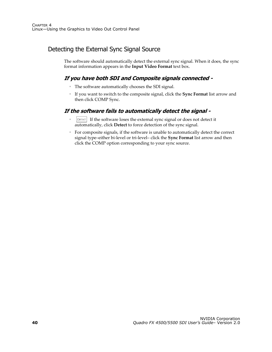 Detecting the external sync signal source | Nvidia Quadro FX 5500 User Manual | Page 44 / 88