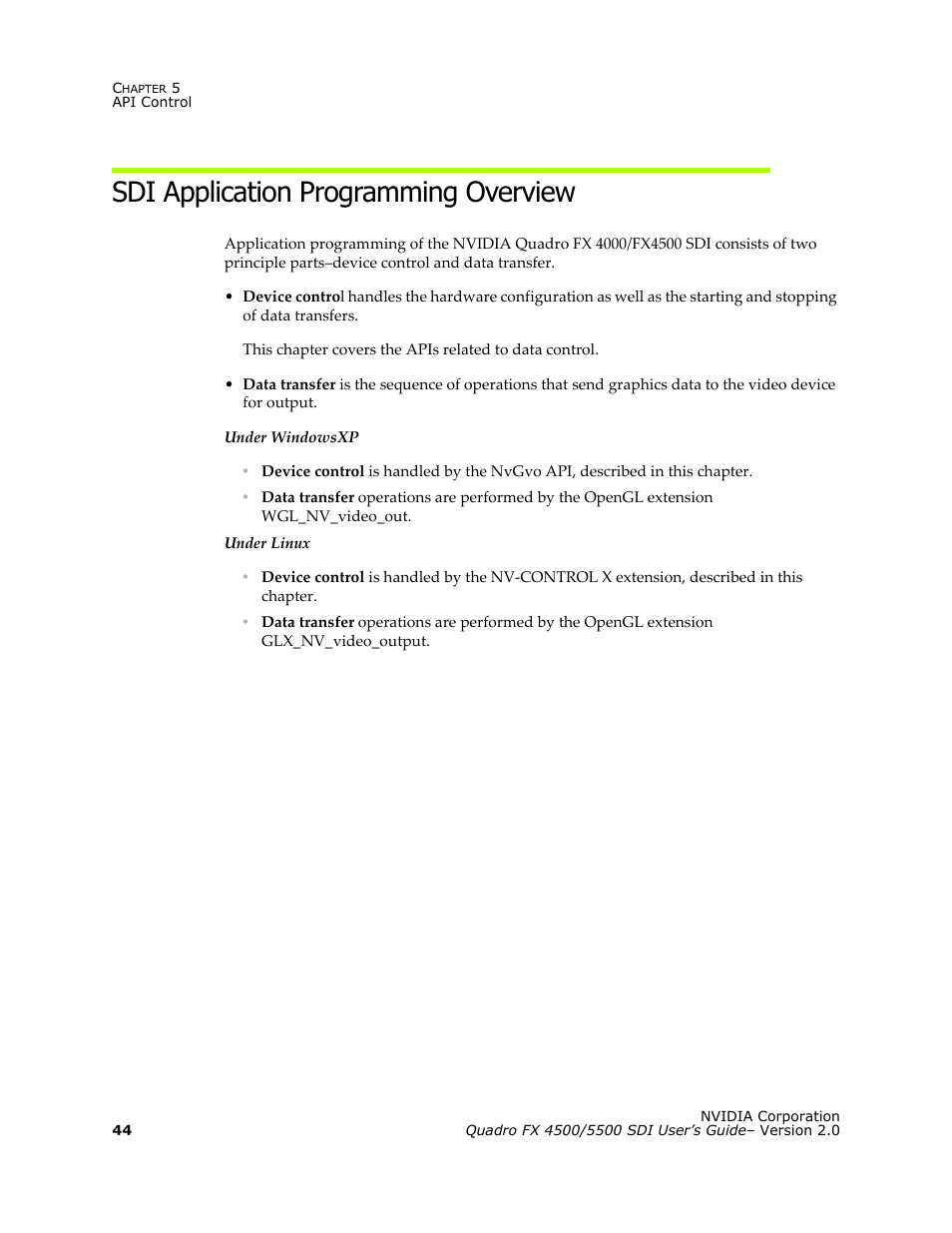 Sdi application programming overview | Nvidia Quadro FX 5500 User Manual | Page 48 / 88