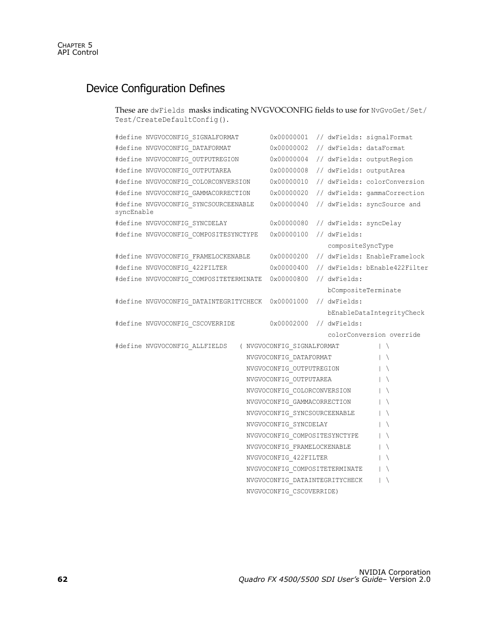 Device configuration defines | Nvidia Quadro FX 5500 User Manual | Page 66 / 88