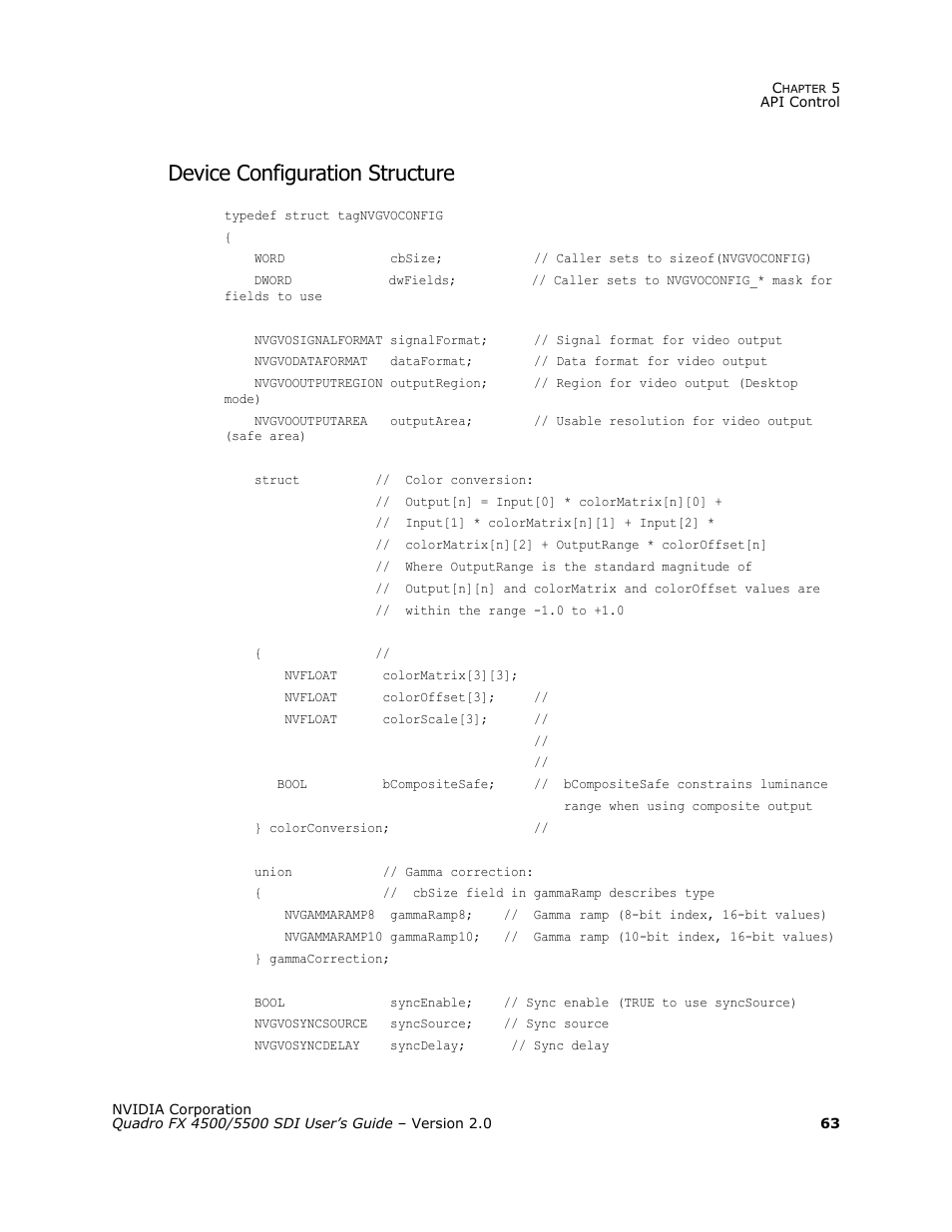 Device configuration structure | Nvidia Quadro FX 5500 User Manual | Page 67 / 88