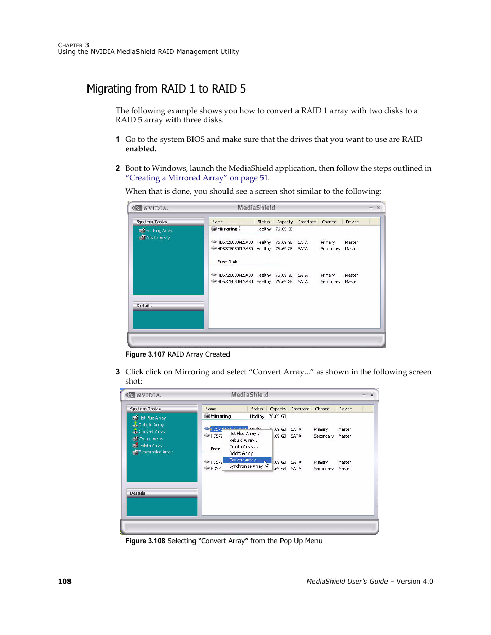 Migrating from raid 1 to raid 5 | Nvidia 4 User Manual | Page 112 / 159