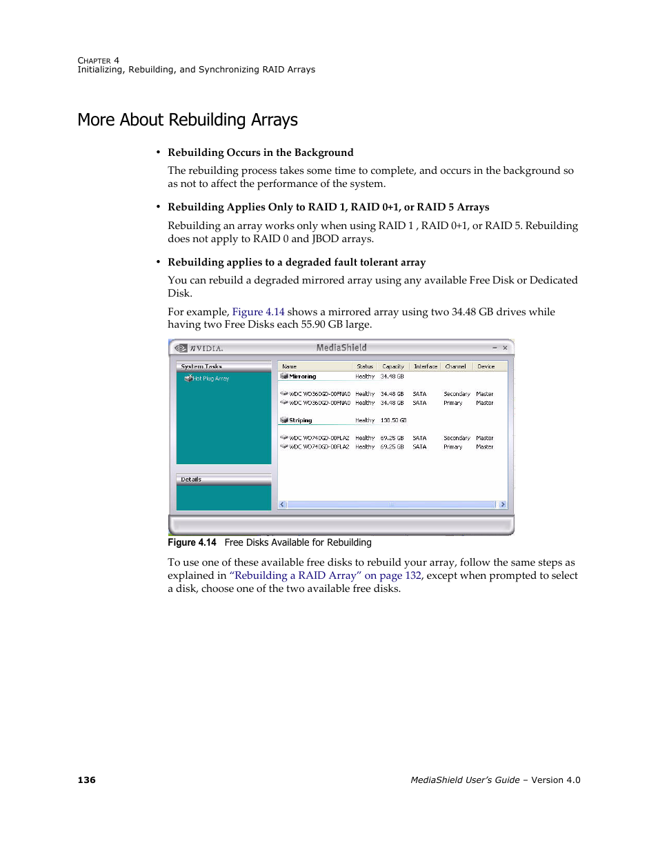 More about rebuilding arrays | Nvidia 4 User Manual | Page 140 / 159