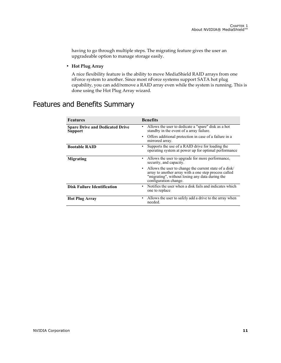 Features and benefits summary | Nvidia 4 User Manual | Page 15 / 159