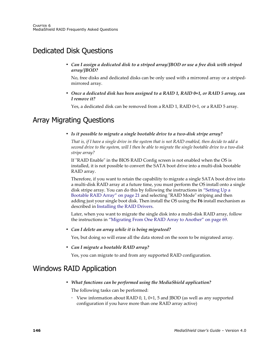 Dedicated disk questions, Array migrating questions, Windows raid application | Nvidia 4 User Manual | Page 150 / 159