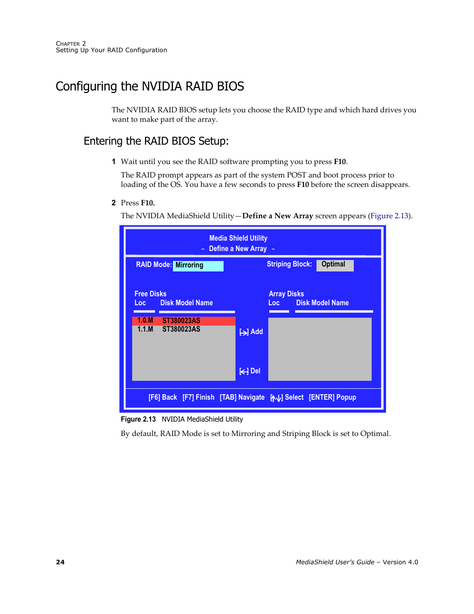 Configuring the nvidia raid bios, Entering the raid bios setup | Nvidia 4 User Manual | Page 28 / 159