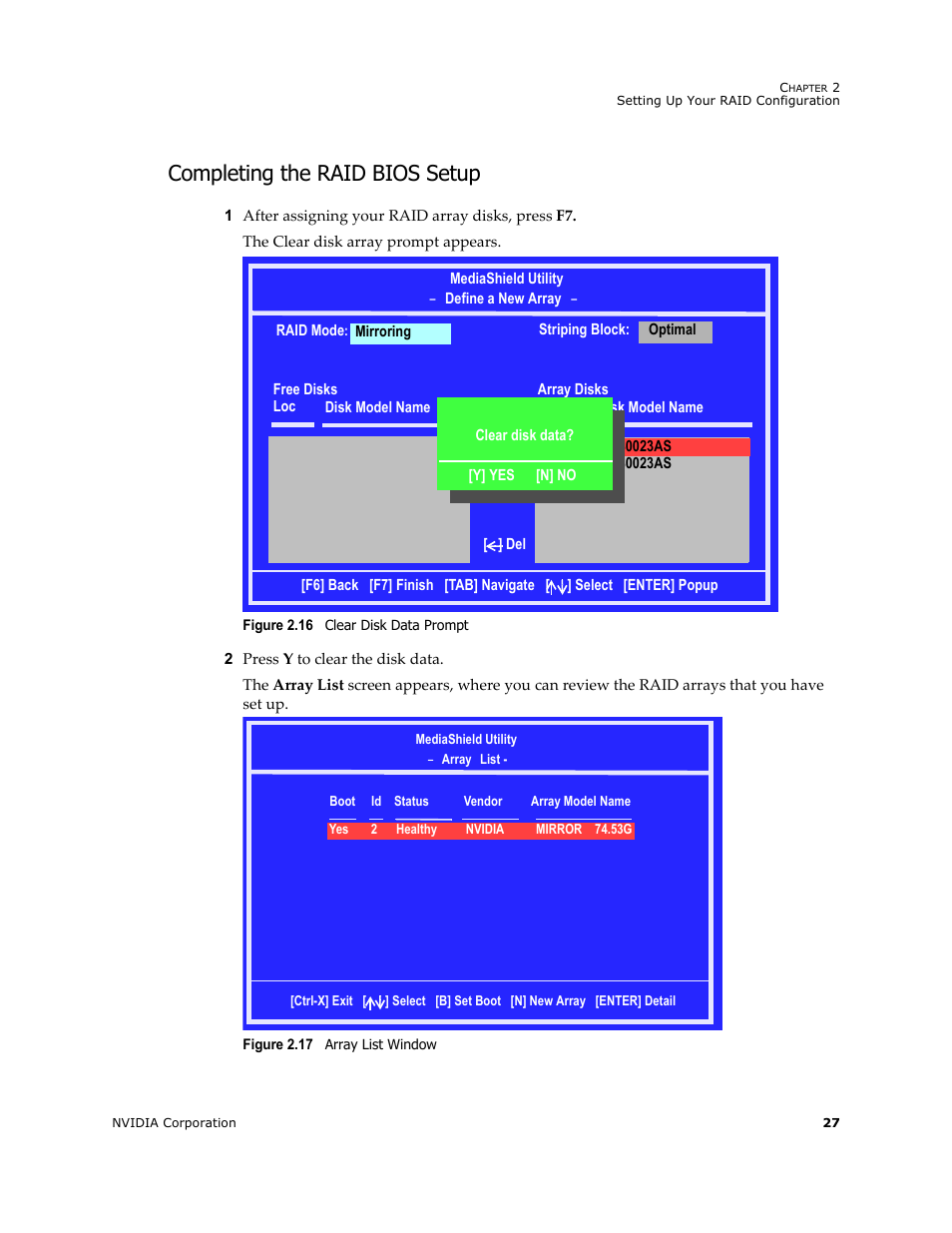 Completing the raid bios setup | Nvidia 4 User Manual | Page 31 / 159