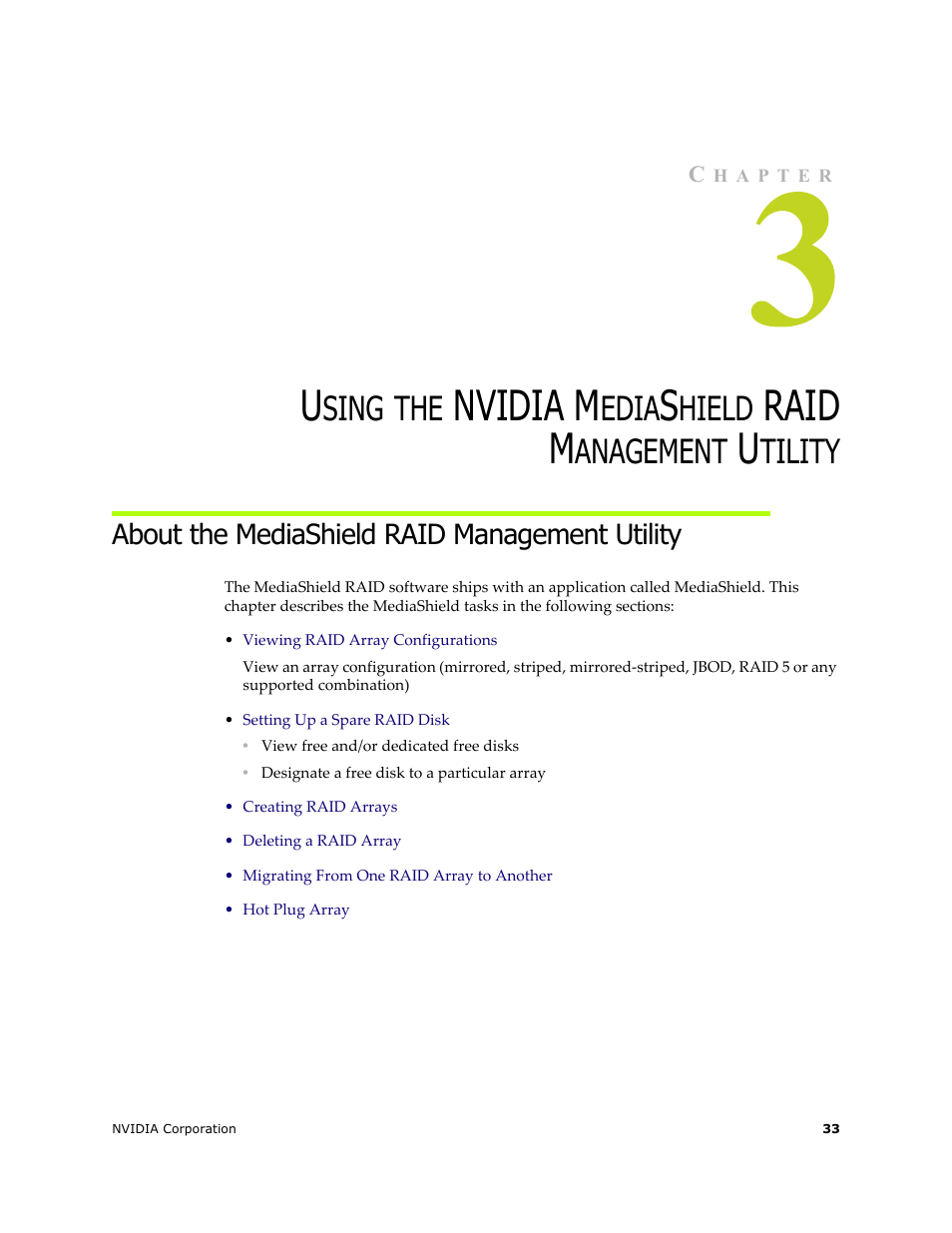 About the mediashield raid management utility, Nvidia m, Raid m | Sing, Edia, Hield, Anagement, Tility | Nvidia 4 User Manual | Page 37 / 159