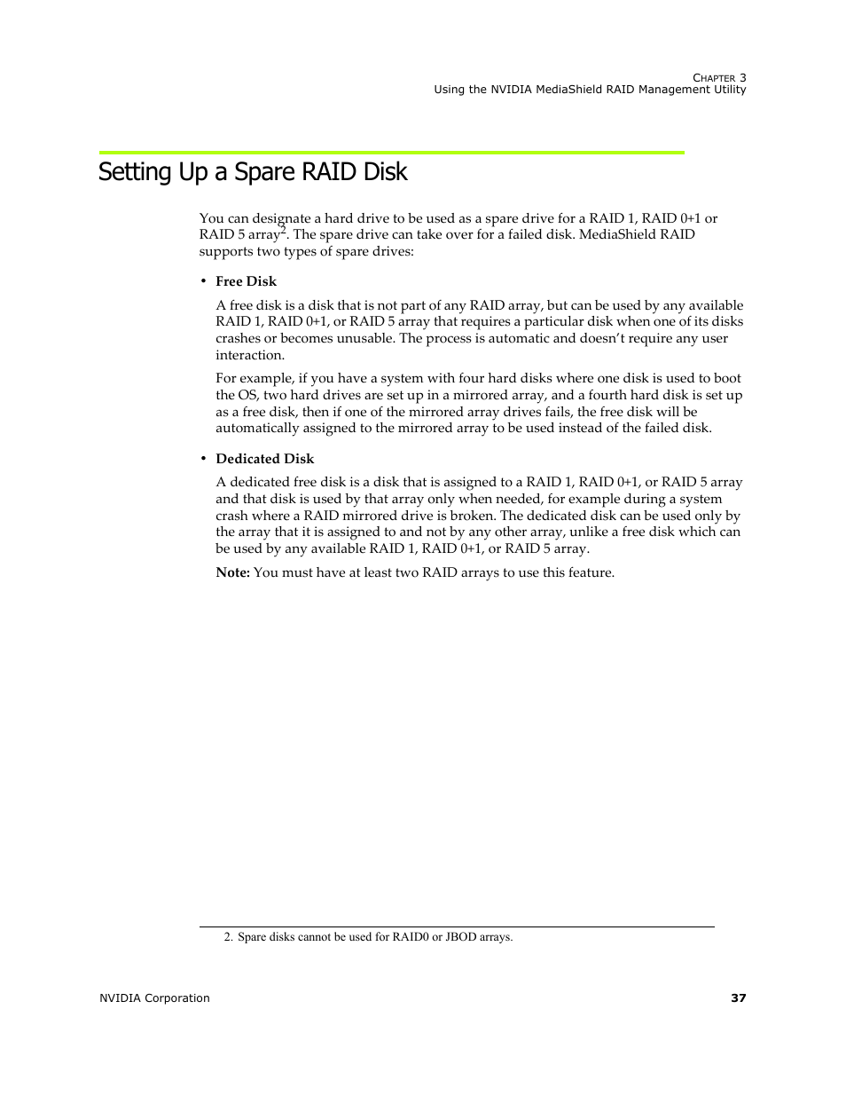 Setting up a spare raid disk | Nvidia 4 User Manual | Page 41 / 159