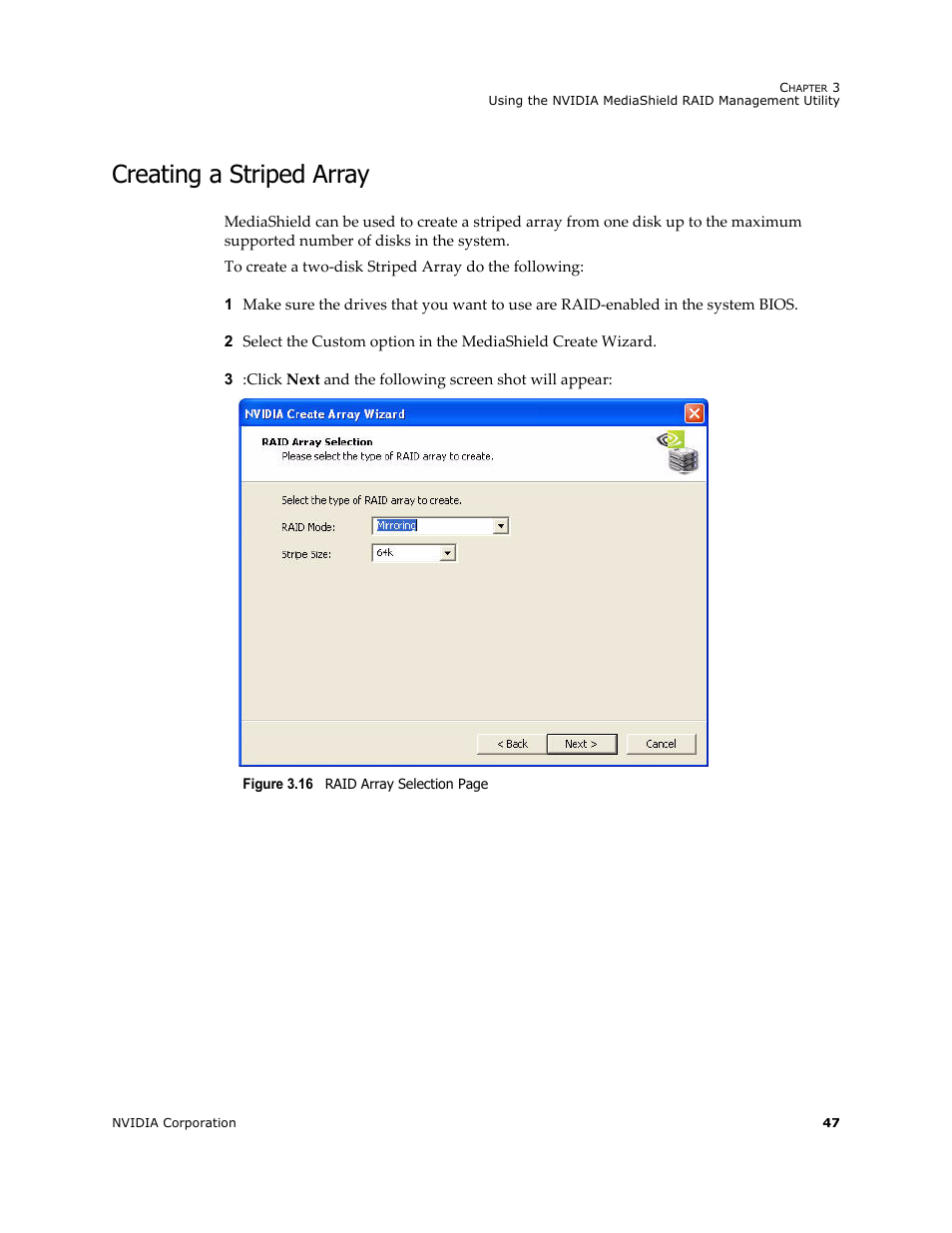 Creating a striped array | Nvidia 4 User Manual | Page 51 / 159