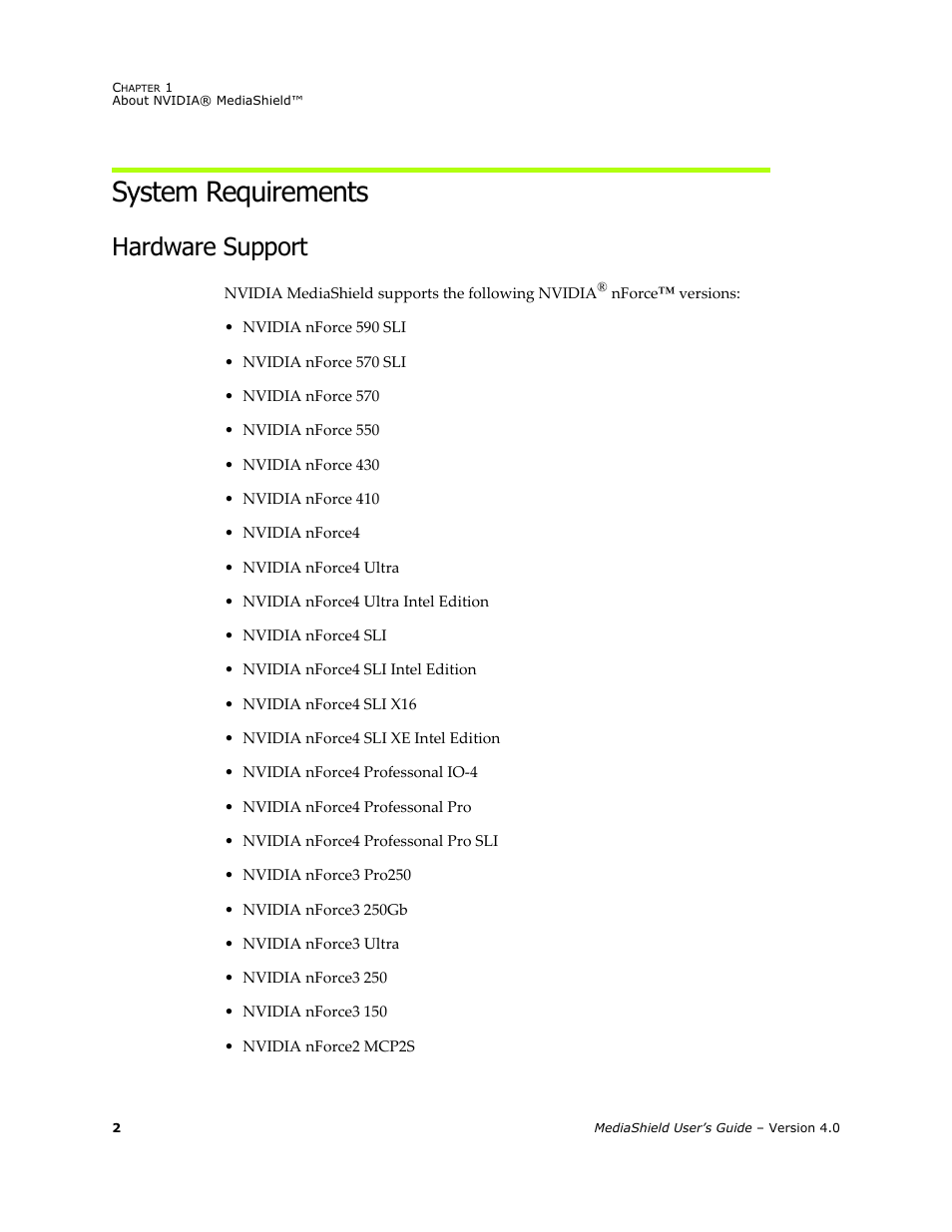 System requirements, Hardware support | Nvidia 4 User Manual | Page 6 / 159