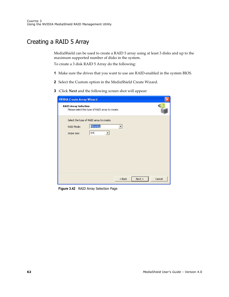 Creating a raid 5 array | Nvidia 4 User Manual | Page 66 / 159