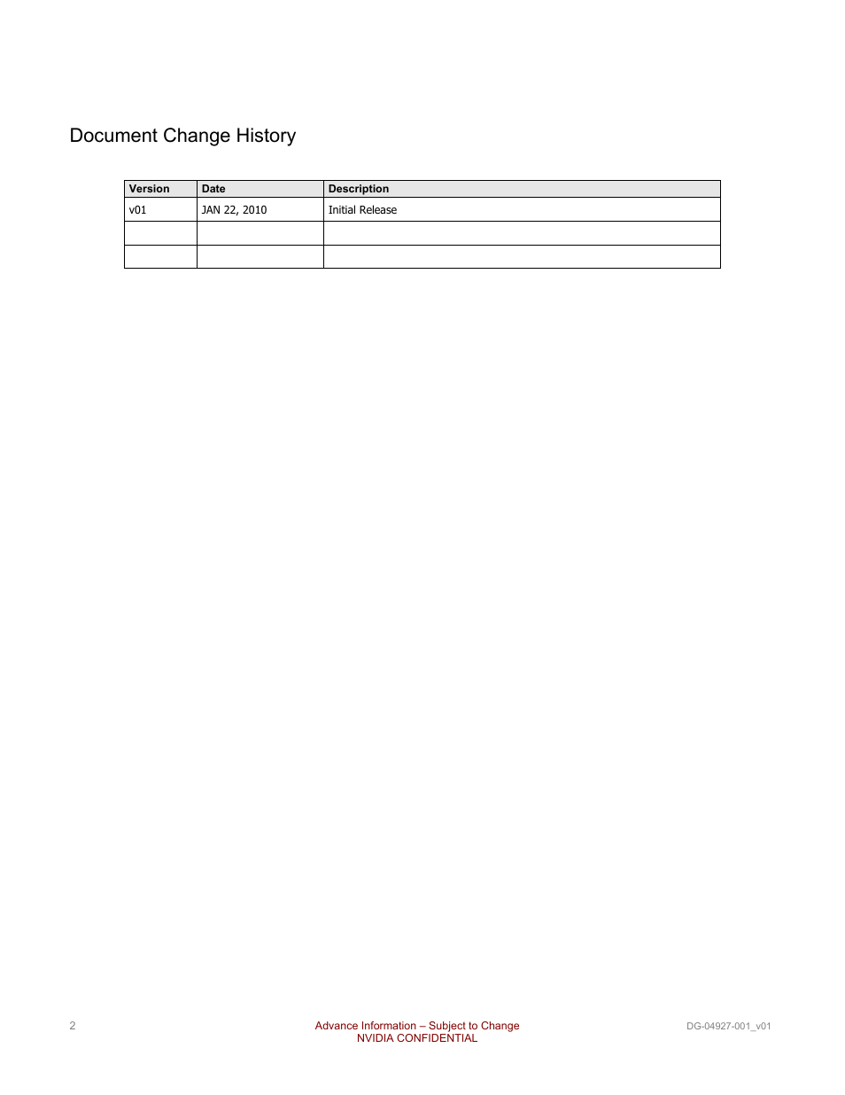 Document change history | Nvidia TEGRA DG-04927-001_V01 User Manual | Page 2 / 41