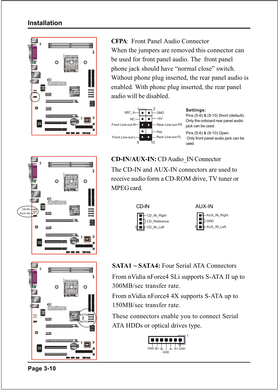 Installation, Page 3-10, Cd-in aux-in | Nvidia 754 User Manual | Page 26 / 78