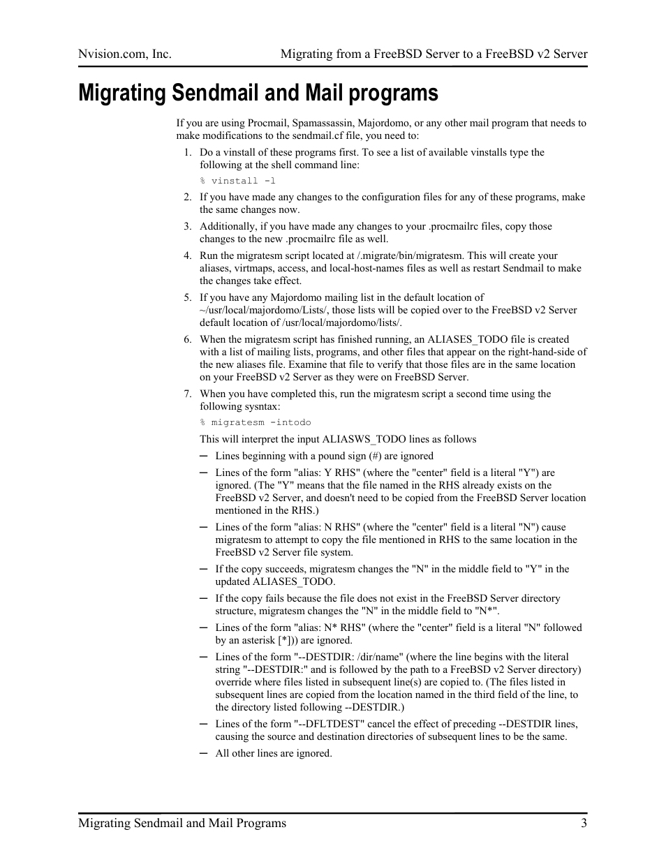 Migrating sendmail and mail programs | Nvidia FreeBSD Server to FreeBSD v2 Server User Manual | Page 6 / 14