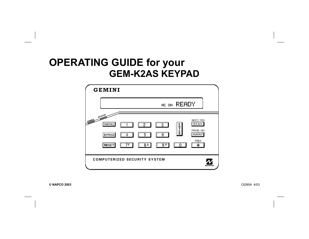 Napco Security Technologies GEM-K2AS User Manual | 36 pages