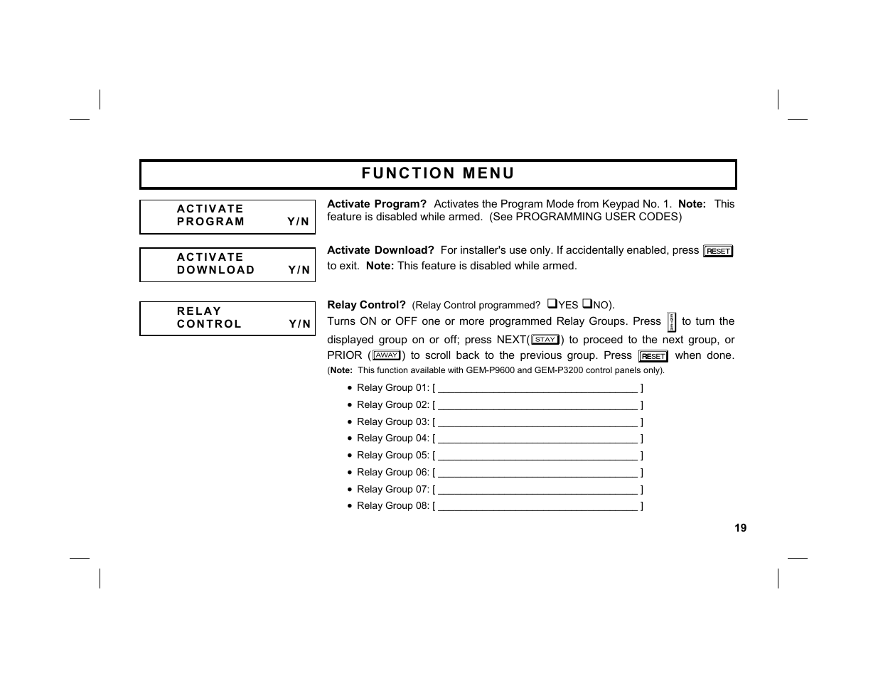 Napco Security Technologies GEM-K1CA User Manual | Page 19 / 40