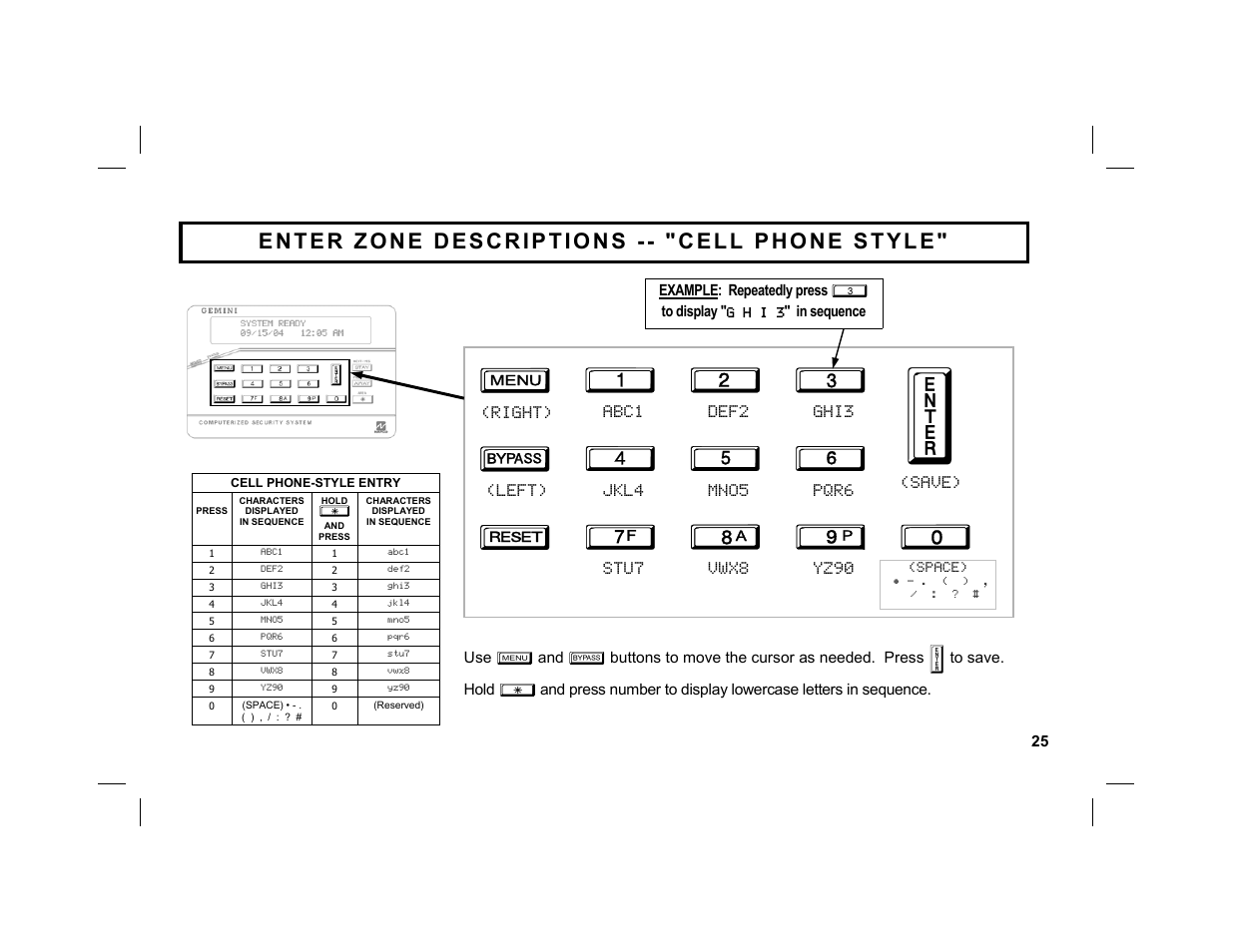 Abc1, Def2, Ghi3 | Jkl4, Stu7, Vwx8, Yz90, Pqr6, Mno5, Right) | Napco Security Technologies GEM-K1CA User Manual | Page 25 / 40