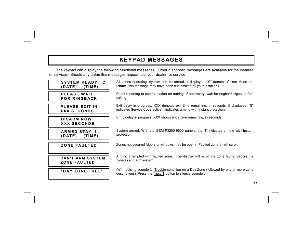 Napco Security Technologies GEM-K1CA User Manual | Page 27 / 40