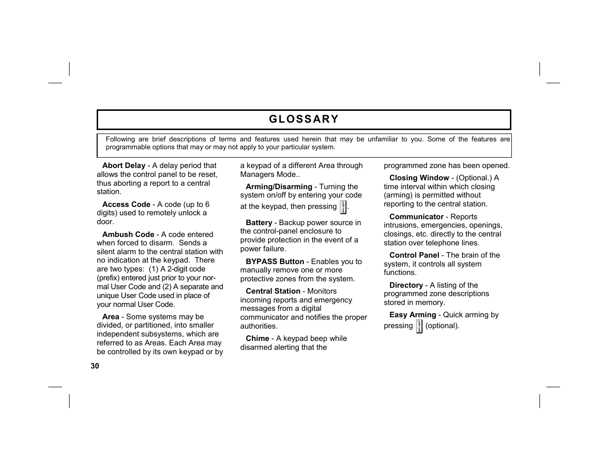 Napco Security Technologies GEM-K1CA User Manual | Page 30 / 40