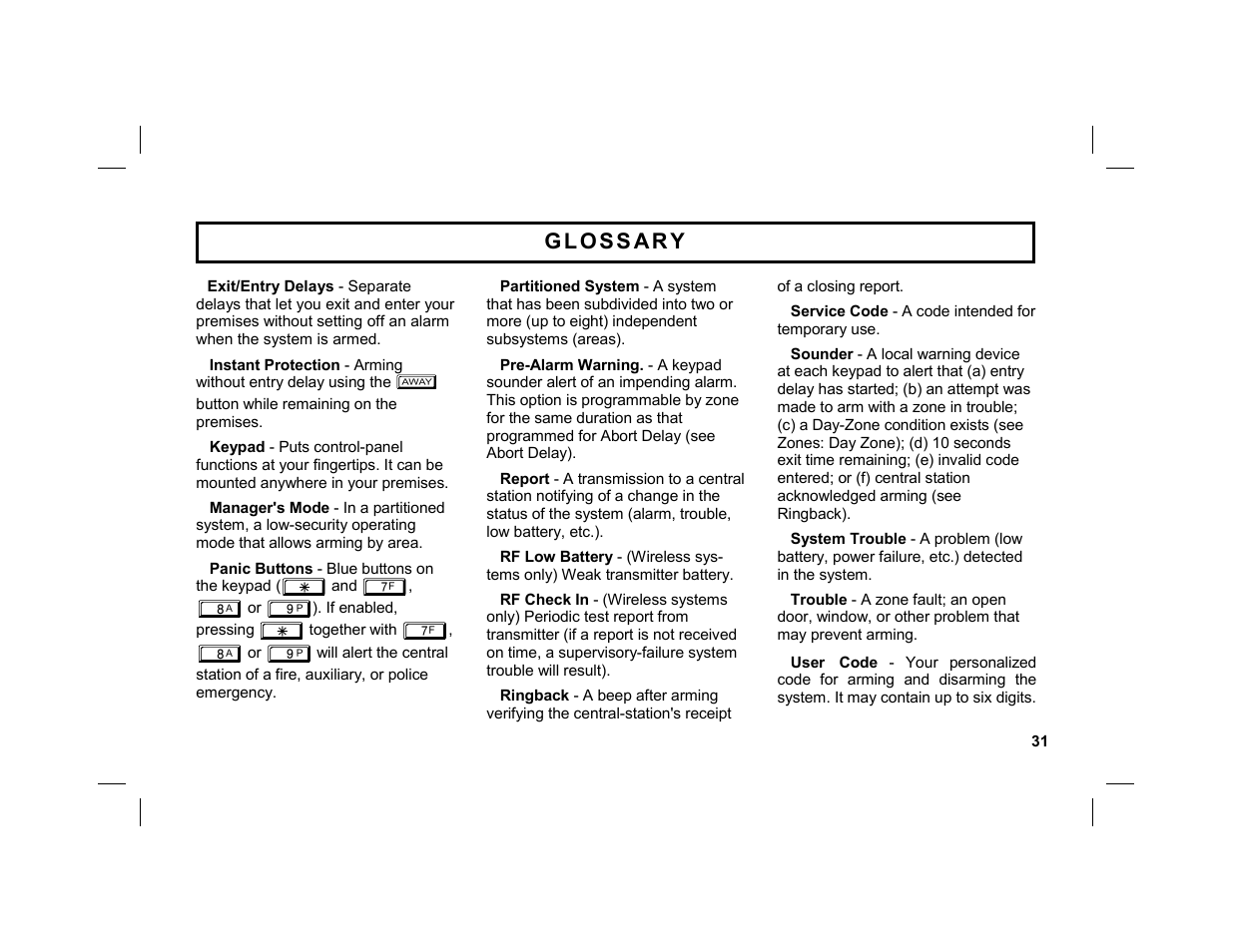 Napco Security Technologies GEM-K1CA User Manual | Page 31 / 40