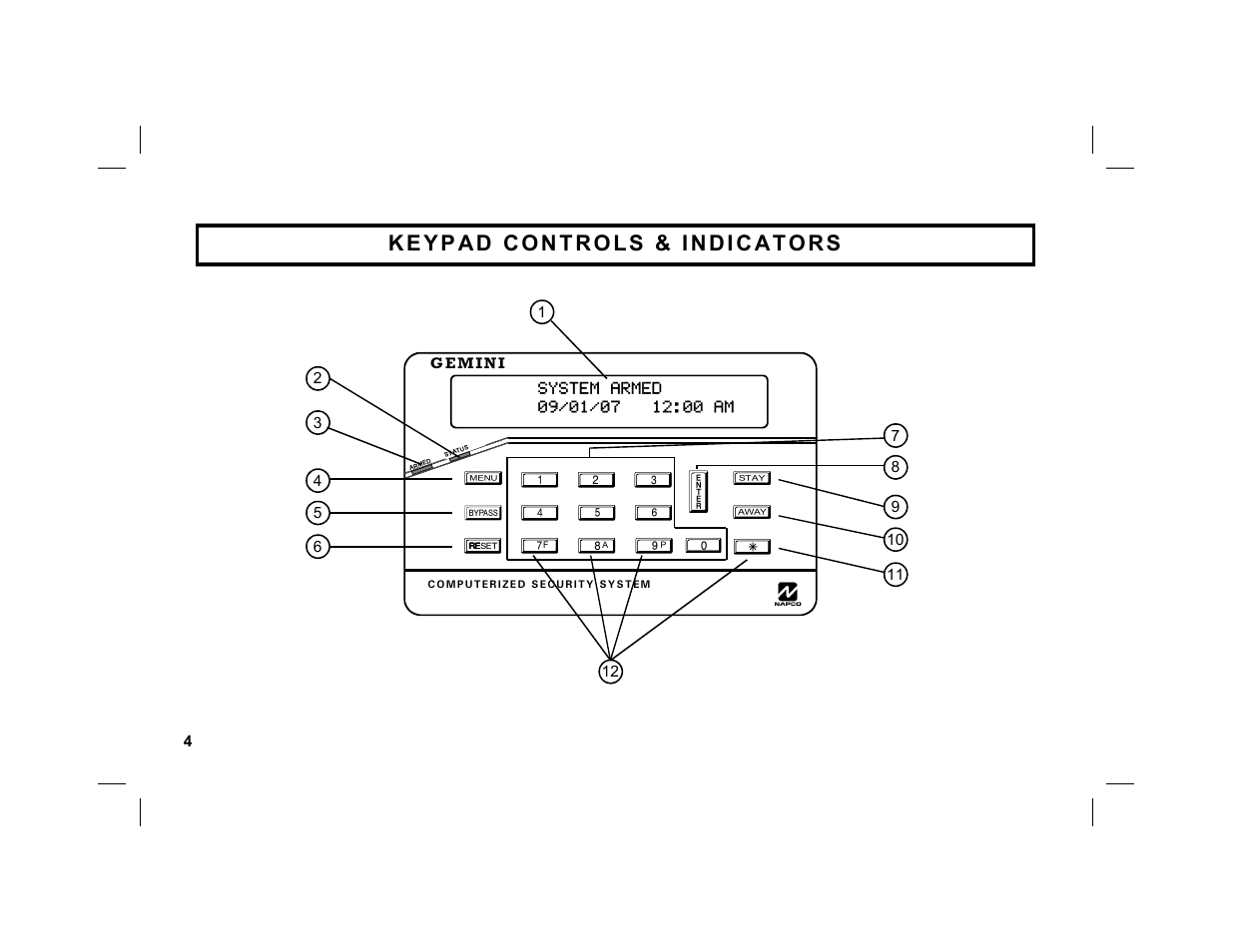 Napco Security Technologies GEM-K1CA User Manual | Page 4 / 40