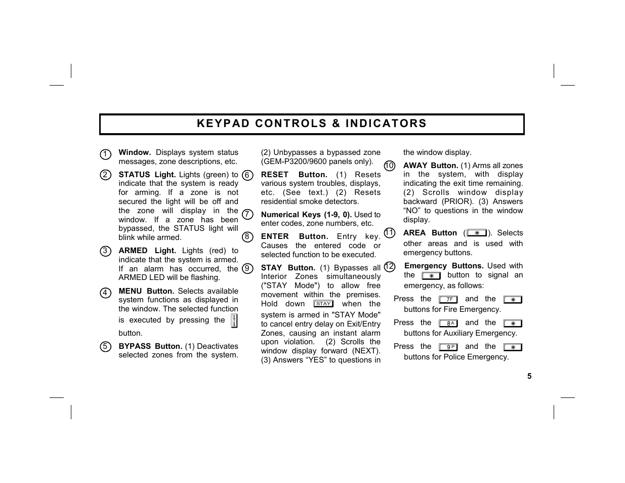 Napco Security Technologies GEM-K1CA User Manual | Page 5 / 40