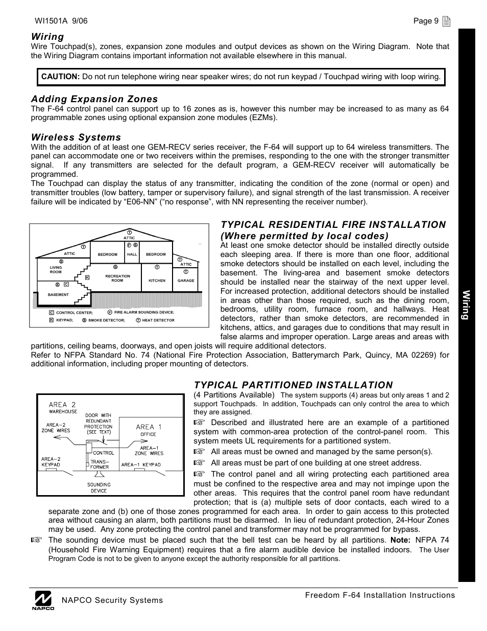 Napco Security Technologies WI1501A User Manual | Page 9 / 44