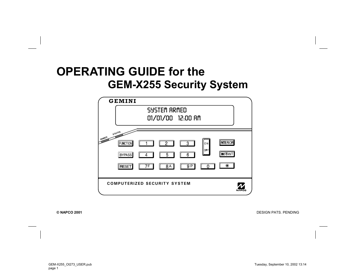 Napco Security Technologies GEM-X255 User Manual | 40 pages