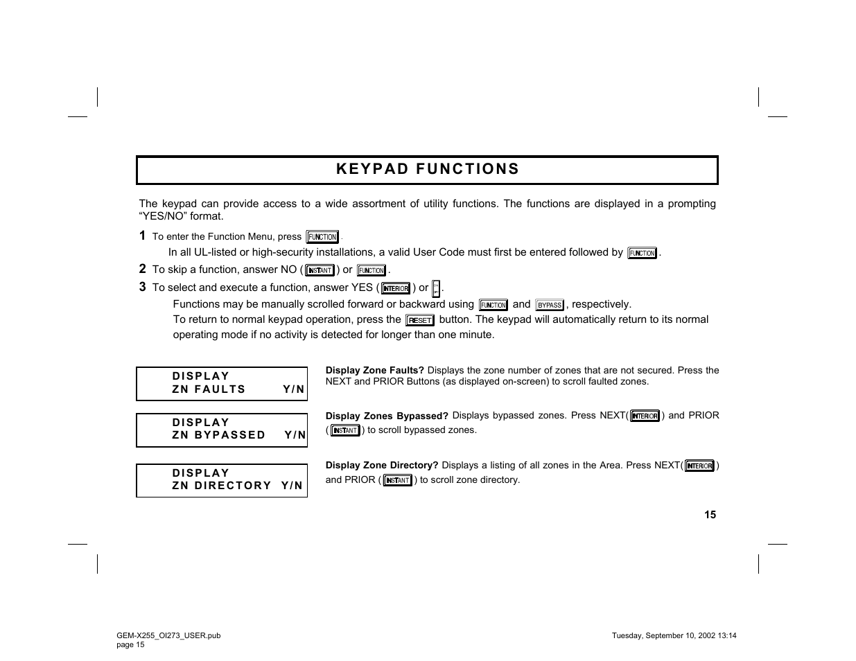 Napco Security Technologies GEM-X255 User Manual | Page 15 / 40