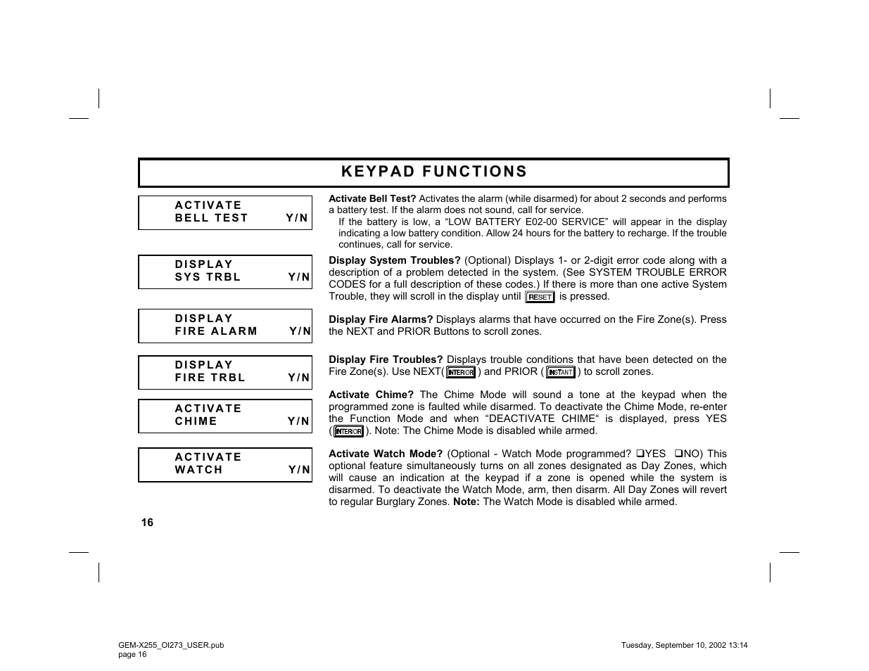 Napco Security Technologies GEM-X255 User Manual | Page 16 / 40