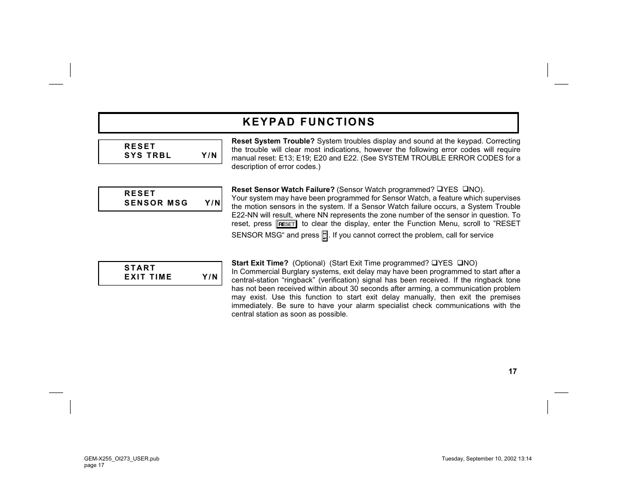 Napco Security Technologies GEM-X255 User Manual | Page 17 / 40