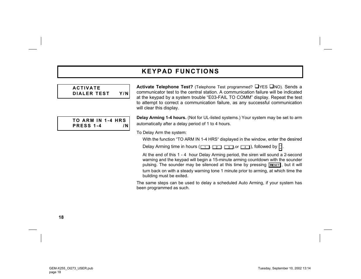 Napco Security Technologies GEM-X255 User Manual | Page 18 / 40