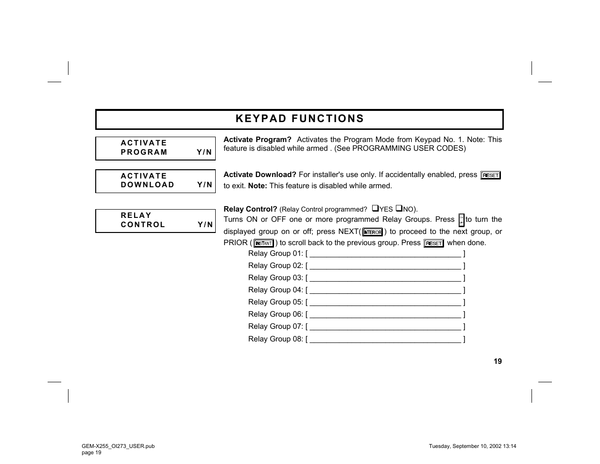 Napco Security Technologies GEM-X255 User Manual | Page 19 / 40