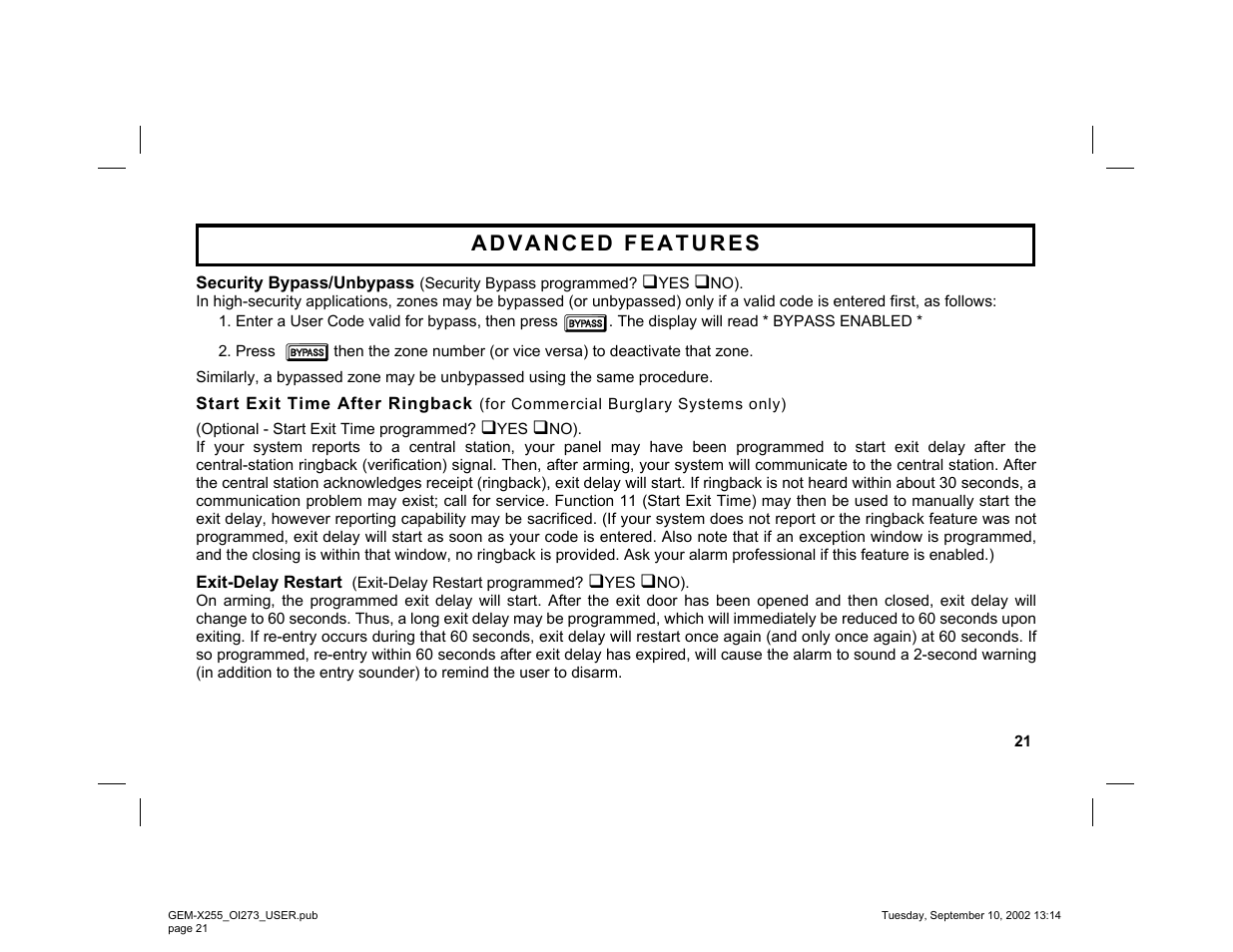 Napco Security Technologies GEM-X255 User Manual | Page 21 / 40