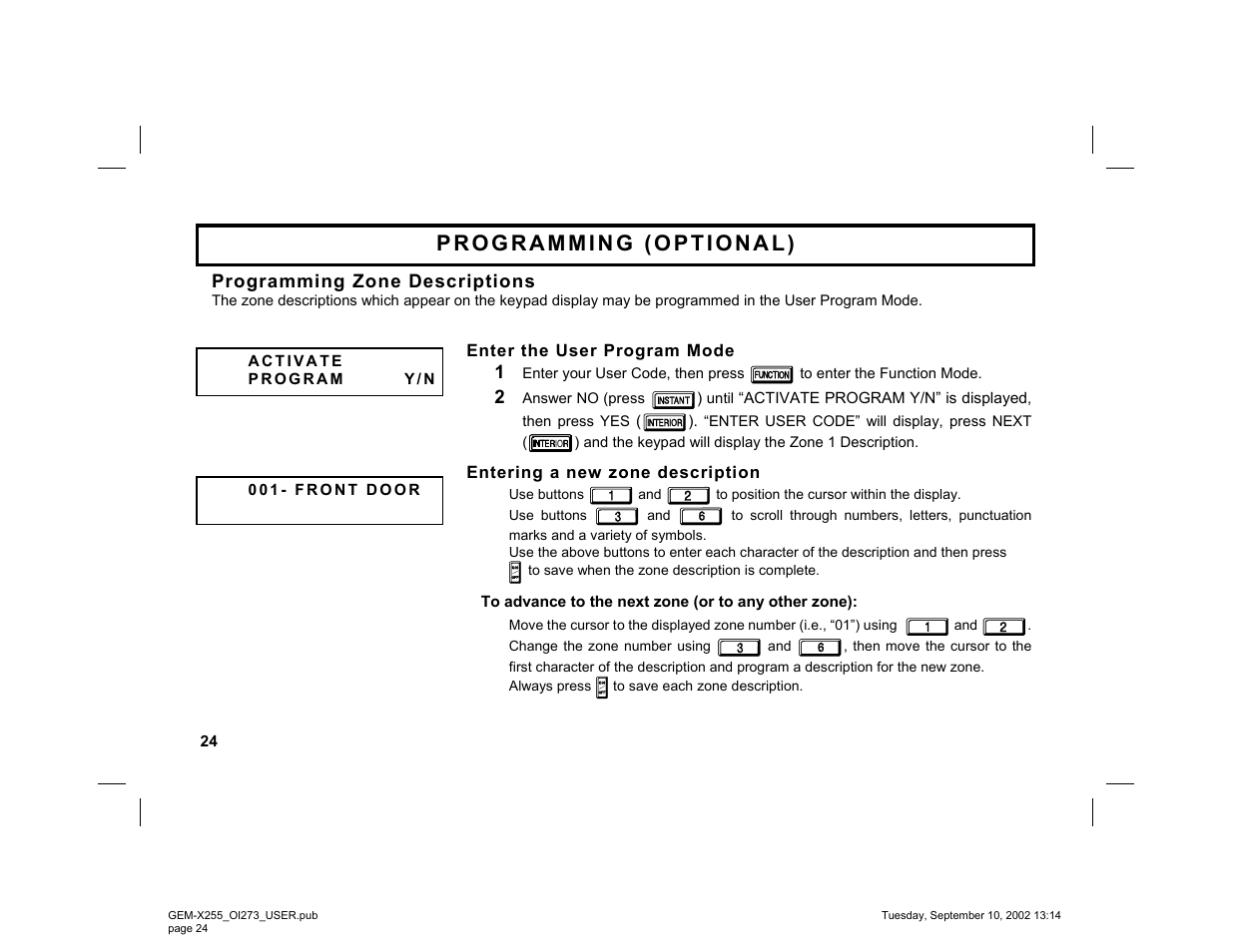 Napco Security Technologies GEM-X255 User Manual | Page 24 / 40